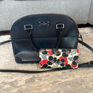 Kate Spade Navy Crossbody Bag with floral wallet included